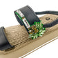 Palm Tree- Green Rhinestone Embellished Womens Vegan Espadrille Platform Sandals